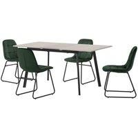 Seconique Avery & LUKas Extending Dining Set - Concrete/Emerald Green Velvet