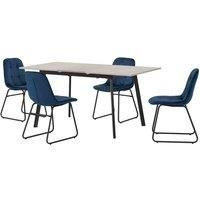 Seconique Avery & LUKas Extending Dining Set - Concrete Sapphire Blue Velvet