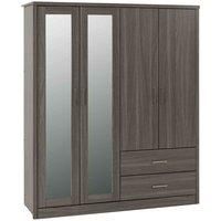 LISBON BLACK WOOD GRAIN 4 DOOR 2 DRAWER WARDROBE