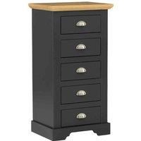 Seconique 5 Drawer Narrow Chest, Engineered Wood, Grey/Oak Effect, W 525mm x D 400mm x H 1020mm