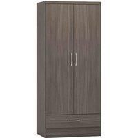NEVADA BLACK WOOD GRAIN 2 DOOR 1 DRAWER WARDROBE