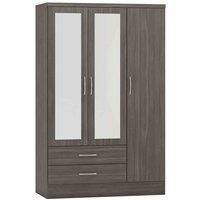 Nevada 3 DOOR 2 DRAWER MIRRORED WARDROBE Black Wood Grain