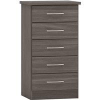 Nevada 5 Drawer Narrow Chest in Black Wood Grain Effect Finish