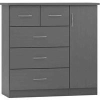 Seconique Nevada 5 Drawer Low Wardrobe in 3D Effect Grey, Engineered Wood, W 1170mm x D 460mm x H 1150mm