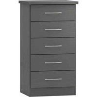 Seconique Nevada 5 Drawer Narrow Chest in 3D Effect Grey