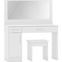 Nevada Vanity Dressing Table Set White Gloss Stool and Mirror