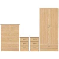 Nevada 2 Door 1 Drawer Wardrobe Bedroom Set Sonoma Oak Robe Chest Bedside x2