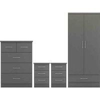 Seconique Bedroom Set, Engineered Wood, 3D Effect Grey, W 780mm x D 520mm x H 1825mm