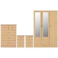 Seconique Nevada 3 Door 2 Drawer Wardrobe Bedroom Set - Sonoma Oak Effect