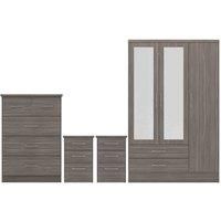 Seconique Nevada 3 Door 2 Drawer Wardrobe Bedroom Set - Black Wood Grain