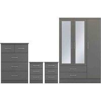 BEDSIDE TABLE WARDROBE CHEST OF DRAWER CABINET NIGHTSTAND STORAGE NEVADA 3D GREY