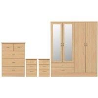 Seconique Nevada 4 Door 2 Drawer Wardrobe Bedroom Set - Sonoma Oak Effect