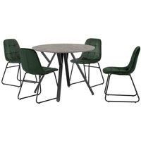 Seconique Athens Round & LUKas Dining Set - Concrete/Emerald Green Velvet