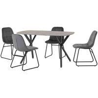 Athens Concrete Effect Rectangular Dining Set with Grey Velvet Chairs