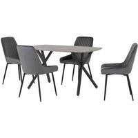 Seconique Athens Rect & Avery Dining Set - Concrete/Grey Velvet