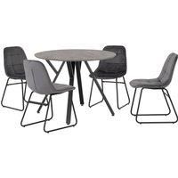 Seconique Athens Round & LUKas Dining Set - Concrete/Grey Velvet