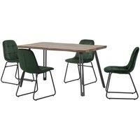 Seconique Quebec Wave & LUKas Dining Set - Medium Oak Effect/Emerald Green Velvet