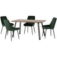 Seconique Quebec Wave & Avery Dining Set - Medium Oak Effect/Emerald Green Velvet