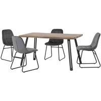 Seconique Quebec Wave & LUKas Dining Set - Medium Oak Effect/Grey Velvet