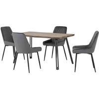 Seconique Quebec Wave & Avery Dining Set - Medium Oak Effect/Grey Velvet