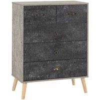 Seconique Nordic 3+2 Drawer Chest in Grey/Charcoal Concrete Effect