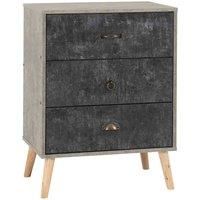 Seconique Nordic 3 Drawer Chest in Grey/Charcoal Concrete Effect