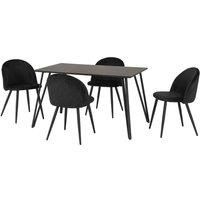 Seconique Marlow Dining Set with 4 Dining Chairs in Black Marble/Black Velvet