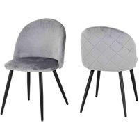 Marlow x4 Chairs in Grey Velvet with Black Legs Priced Per 4
