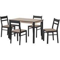 Seconique Radley 1+4 Dining Set in Black/Oak Effect/Oat Fabric