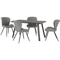 Seconique Quebec Wave Edge Dining Set - Black Wood Grain/Grey Pu