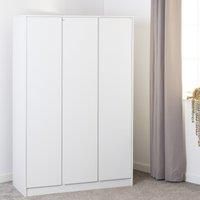 Malvern 3 Door Wardrobe in White Finish Hanging Rail and Shelving
