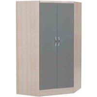 Seconique Corner Wardrobe, Engineered Wood, Grey Gloss/Light Oak Effect Veneer, W 1430mm x D 1080mm x H 1825mm