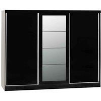 Seconique Nevada 3 Door Sliding Wardrobe in Black Gloss