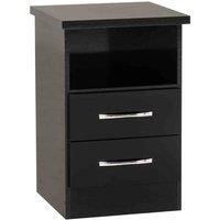 Nevada 2 Drawer Bedside in Black Gloss Finish