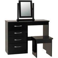 Seconique Nevada 4 Drawer Dressing Table Set in Black Gloss