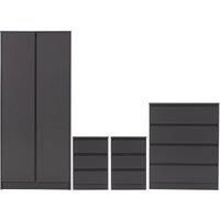 Seconique Malvern 2 Door Wardrobe Bedroom Set - Grey
