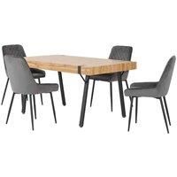 Seconique Treviso & Avery Dining Set - Light Oak Effect Grey Velvet