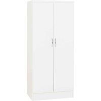 Seconique Wardrobe, Engineered Wood, White Gloss, W 780mm x D 520mm x H 1825mm