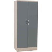 Seconique Nevada 2 Door All Hanging Wardrobe in Grey Gloss/Light Oak Effect Veneer