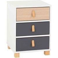 Brooklyn 3 Drawer Bedside in Oak Effect and Grey