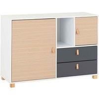 Seconique Brooklyn 2 Door 2 Drawer Storage Chest in Oak Effect/Grey