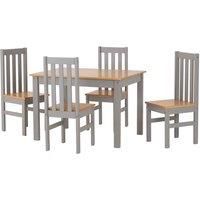 Seconique Dining Set, Engineered Wood, Grey/Oak Lacquer, W 1100mm x D 800mm x H 755mm