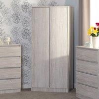 Malvern Urban Snow 2 Door Double Wardrobe Beige Light Oak Bedroom Storage
