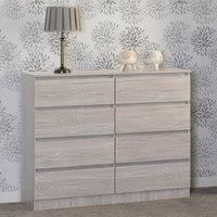 Seconique 8 Drawer Chest, Engineered Wood, Urban Snow, W 1210mm x D 400mm x H 1005mm