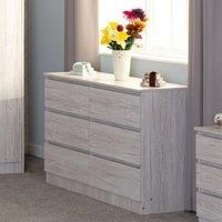 Seconique 6 Drawer Chest, Engineered Wood, Urban Snow, W 1210m x D 400m x H 780m