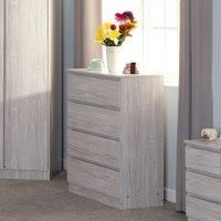 Seconique 4 Drawer Chest, Engineered Wood, Urban Snow, W 800mm x D 400mm x H 1005mm