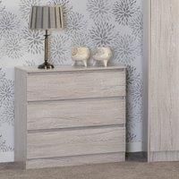 Seconique 3 Drawer Chest, Engineered Wood, Urban Snow, W 800mm x D 400mm x H 780mm