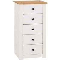 PANAMA WHITE / NATURAL WAX PINE 5 DRAWER NARROW CHEST OF DRAWERS