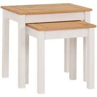 Seconique Nest of 2 Tables, Engineered Wood, White/Natural Wax, W 560mm x D 400mm x H 535mm