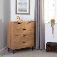 Seconique 3+2 Drawer Chest, Engineered Wood, Medium Oak Effect, W 800mm x D 400mm x H 985mm